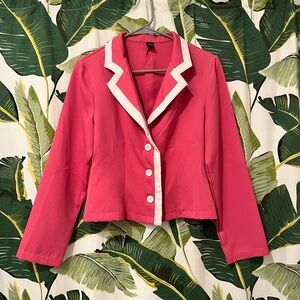 SHEIN Pink and White Cropped Blazer